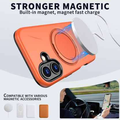 For iPhone 16 Plus Kalebol Magnetic MagSafe Rotation Holder PC Phone Case(Orange) - iPhone 16 Plus Cases by Kalebol | Online Shopping UK | buy2fix