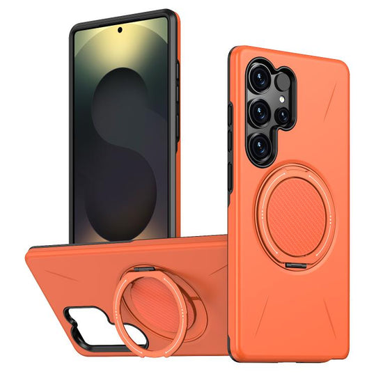 For Galaxy S23 Ultra 5G Kalebol Magnetic MagSafe Rotation Holder PC Phone Case(Orange)