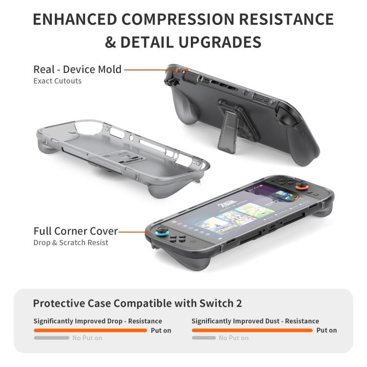 For Nintendo Switch 2 Game Game Console TPU Protective Case with Back Support(Black) - Cases by buy2fix | Online Shopping UK | buy2fix
