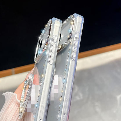 For iPhone Air Diamond Glitter Mirror Heart Holder Phone Case(Transparent Stars) - iPhone Air Cases by buy2fix | Online Shopping UK | buy2fix