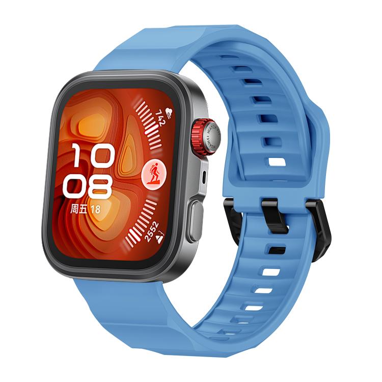 For Huawei Watch Fit3 / Fit4 / Fit4 Pro Wave Black Buckle Silicone Watch Band(Cloud Blue) - Watch Bands by buy2fix | Online Shopping UK | buy2fix