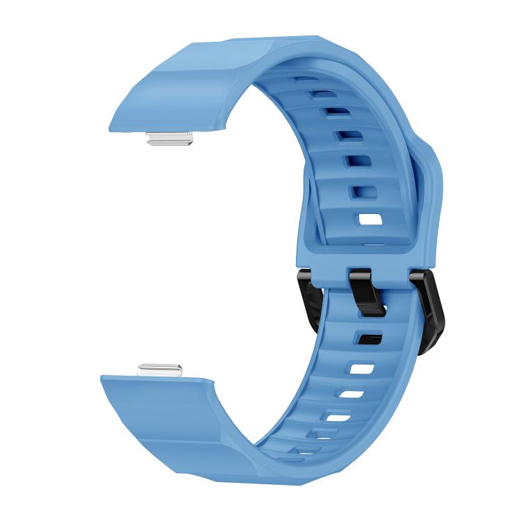 For Huawei Watch Fit3 / Fit4 / Fit4 Pro Wave Black Buckle Silicone Watch Band(Cloud Blue) - Watch Bands by buy2fix | Online Shopping UK | buy2fix