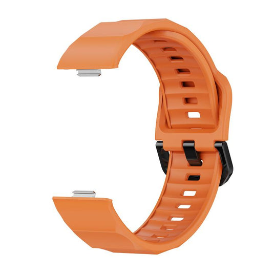 For Huawei Watch Fit3 / Fit4 / Fit4 Pro Wave Black Buckle Silicone Watch Band(Orange) - Watch Bands by buy2fix | Online Shopping UK | buy2fix