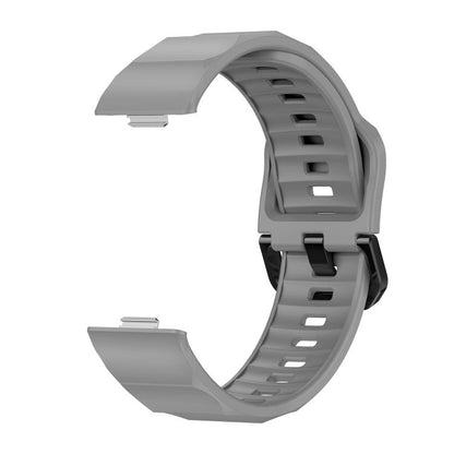 For Huawei Watch Fit3 / Fit4 / Fit4 Pro Wave Black Buckle Silicone Watch Band(Gray) - Watch Bands by buy2fix | Online Shopping UK | buy2fix