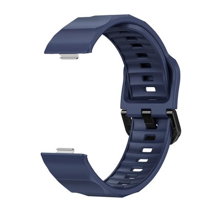 For Huawei Watch Fit3 / Fit4 / Fit4 Pro Wave Black Buckle Silicone Watch Band(Blue) - Watch Bands by buy2fix | Online Shopping UK | buy2fix