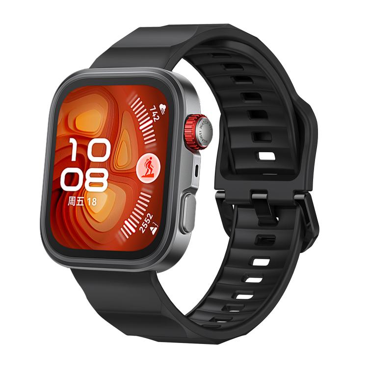 For Huawei Watch Fit3 / Fit4 / Fit4 Pro Wave Black Buckle Silicone Watch Band(Black) - Watch Bands by buy2fix | Online Shopping UK | buy2fix