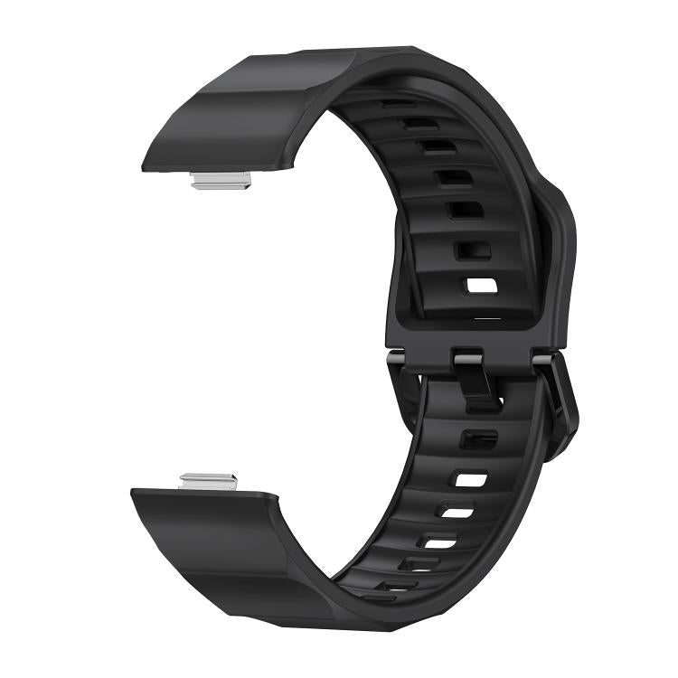 For Huawei Watch Fit3 / Fit4 / Fit4 Pro Wave Black Buckle Silicone Watch Band(Black) - Watch Bands by buy2fix | Online Shopping UK | buy2fix
