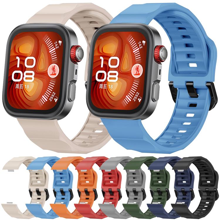 For Huawei Watch Fit3 / Fit4 / Fit4 Pro Wave Black Buckle Silicone Watch Band(Black) - Watch Bands by buy2fix | Online Shopping UK | buy2fix