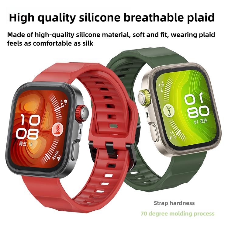 For Huawei Watch Fit3 / Fit4 / Fit4 Pro Wave Black Buckle Silicone Watch Band(Red) - Watch Bands by buy2fix | Online Shopping UK | buy2fix