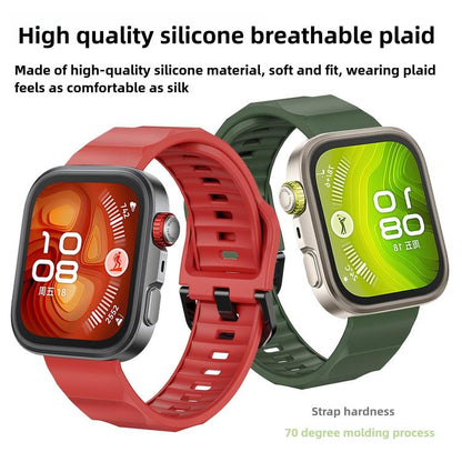 For Huawei Watch Fit3 / Fit4 / Fit4 Pro Wave Black Buckle Silicone Watch Band(Red) - Watch Bands by buy2fix | Online Shopping UK | buy2fix