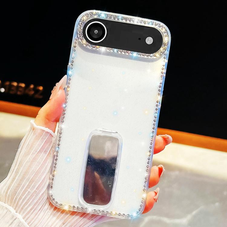 For iPhone Air Rhinestone Glitter TPU 4-corners Anti-fall Phone Case with Holder(White) - iPhone Air Cases by buy2fix | Online Shopping UK | buy2fix