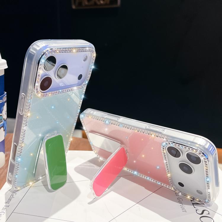For iPhone Air Rhinestone Glitter TPU 4-corners Anti-fall Phone Case with Holder(Transparent Stars) - iPhone Air Cases by buy2fix | Online Shopping UK | buy2fix