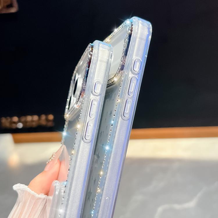 For iPhone Air Rhinestone Glitter TPU 4-corners Anti-fall Phone Case with Holder(White) - iPhone Air Cases by buy2fix | Online Shopping UK | buy2fix