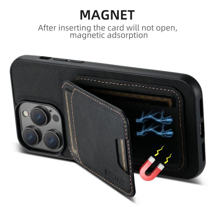 For iPhone 17 Suteni H02 Litchi Leather Card Wallet Stand Back Phone Case(Black) - iPhone 17 Cases by Suteni | Online Shopping UK | buy2fix
