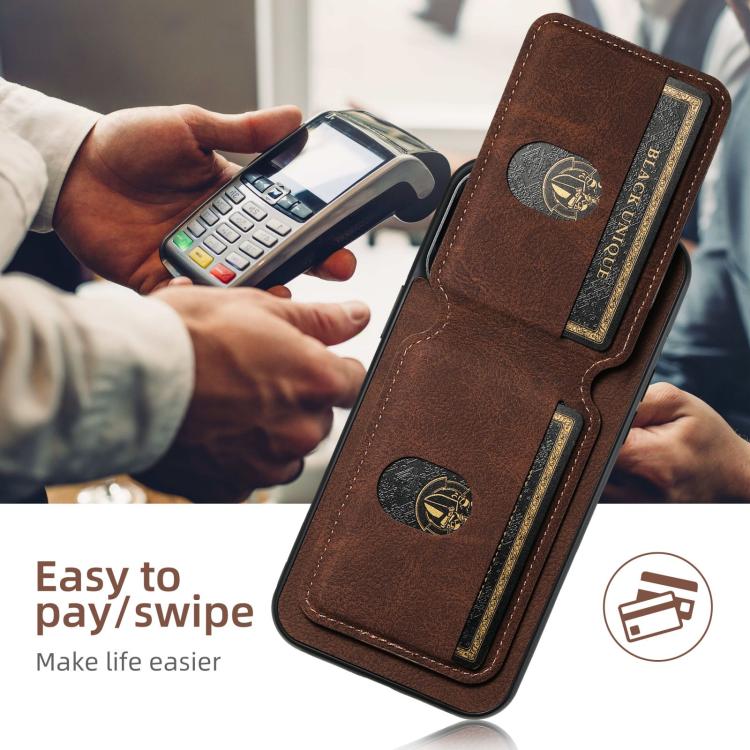 For iPhone 17 Suteni H02 Litchi Leather Card Wallet Stand Back Phone Case(Brown) - iPhone 17 Cases by Suteni | Online Shopping UK | buy2fix