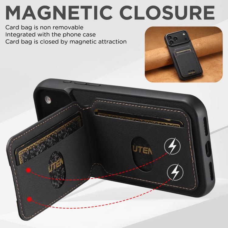 For iPhone 17 Air Suteni H02 Litchi Leather Card Wallet Stand Back Phone Case(Black) - iPhone 17 Air Cases by Suteni | Online Shopping UK | buy2fix