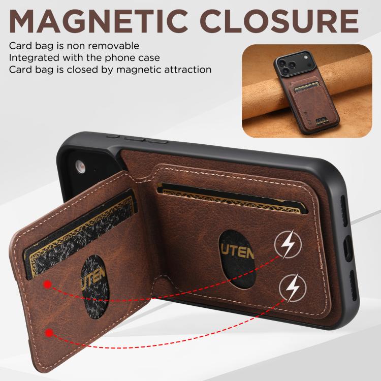 For iPhone 17 Air Suteni H02 Litchi Leather Card Wallet Stand Back Phone Case(Brown) - iPhone 17 Air Cases by Suteni | Online Shopping UK | buy2fix