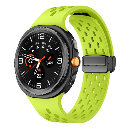 For Galaxy Watch9 / 8 / 8 Classic Mesh Magnetic Silicone Watch Band(Fluorescent Green)