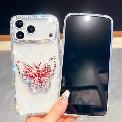 For iPhone Air Diamond Glitter Butterfly Holder Phone Case(Transparent Stars) - iPhone Air Cases by buy2fix | Online Shopping UK | buy2fix