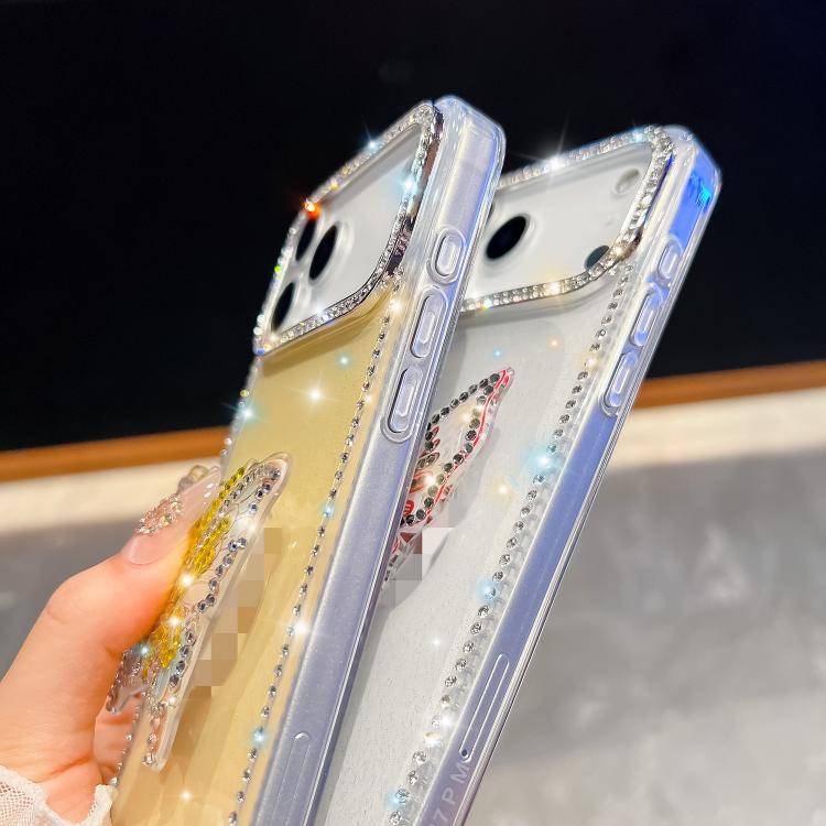 For iPhone Air Diamond Glitter Butterfly Holder Phone Case(Transparent Stars) - iPhone Air Cases by buy2fix | Online Shopping UK | buy2fix