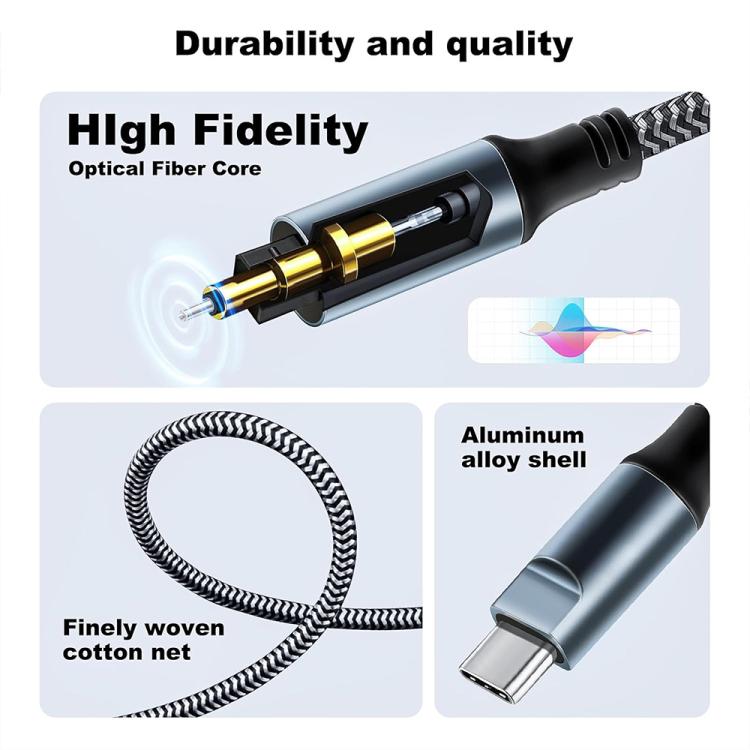 1.8m JUNSUNMAY Male USB Type-C to Male Toslink Optical Audio SPDIF Cable - USB Cable by JUNSUNMAY | Online Shopping UK | buy2fix