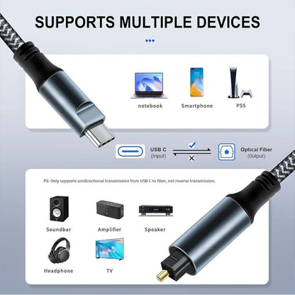 1.8m JUNSUNMAY Male USB Type-C to Male Toslink Optical Audio SPDIF Cable - USB Cable by JUNSUNMAY | Online Shopping UK | buy2fix