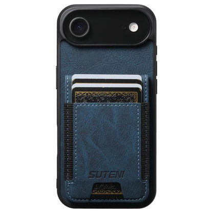 For iPhone 17 Air Suteni H03 Litchi Leather Card Bag Stand Back Phone Case(Blue) - iPhone 17 Air Cases by Suteni | Online Shopping UK | buy2fix