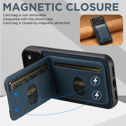 For iPhone 17 Suteni H03 Litchi Leather Card Bag Stand Back Phone Case(Blue) - iPhone 17 Cases by Suteni | Online Shopping UK | buy2fix