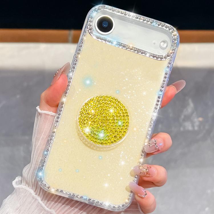 For iPhone Air Diamond Glitter Diamond Round Holder Phone Case(Light Yellow) - iPhone Air Cases by buy2fix | Online Shopping UK | buy2fix