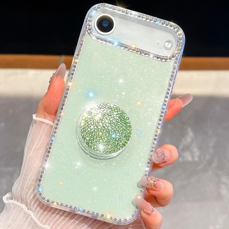 For iPhone Air Diamond Glitter Diamond Round Holder Phone Case(Light Green) - iPhone Air Cases by buy2fix | Online Shopping UK | buy2fix