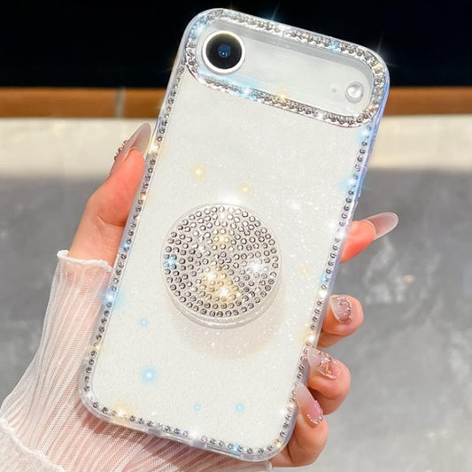 For iPhone Air Diamond Glitter Diamond Round Holder Phone Case(White) - iPhone Air Cases by buy2fix | Online Shopping UK | buy2fix
