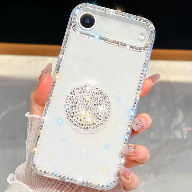 For iPhone Air Diamond Glitter Diamond Round Holder Phone Case(Transparent) - iPhone Air Cases by buy2fix | Online Shopping UK | buy2fix
