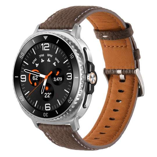 For Galaxy Watch9 / 8 / 8 Classic Lychee Texture Genuine Leather Watch Band(Dark Brown)