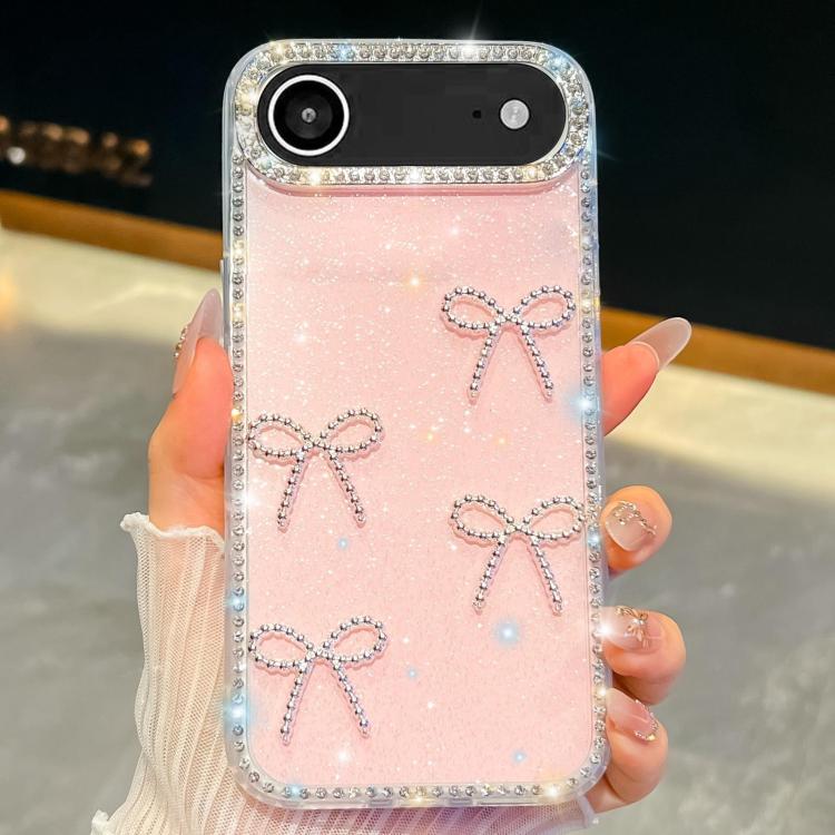 For iPhone Air Diamond Glitter Bow-knot Four-Corner Shockproof Phone Case(Light Pink) - iPhone Air Cases by buy2fix | Online Shopping UK | buy2fix