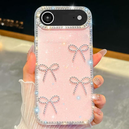 For iPhone Air Diamond Glitter Bow-knot Four-Corner Shockproof Phone Case(Light Pink) - iPhone Air Cases by buy2fix | Online Shopping UK | buy2fix