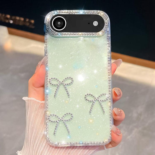 For iPhone Air Diamond Glitter Bow-knot Four-Corner Shockproof Phone Case(Light Green) - iPhone Air Cases by buy2fix | Online Shopping UK | buy2fix