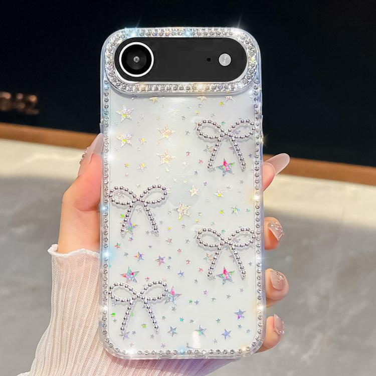 For iPhone Air Diamond Glitter Bow-knot Four-Corner Shockproof Phone Case(Transparent Stars) - iPhone Air Cases by buy2fix | Online Shopping UK | buy2fix