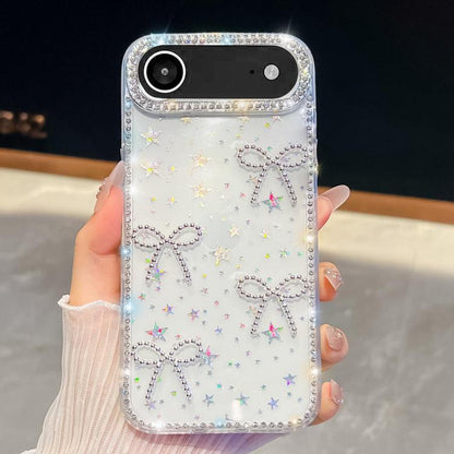 For iPhone Air Diamond Glitter Bow-knot Four-Corner Shockproof Phone Case(Transparent Stars) - iPhone Air Cases by buy2fix | Online Shopping UK | buy2fix