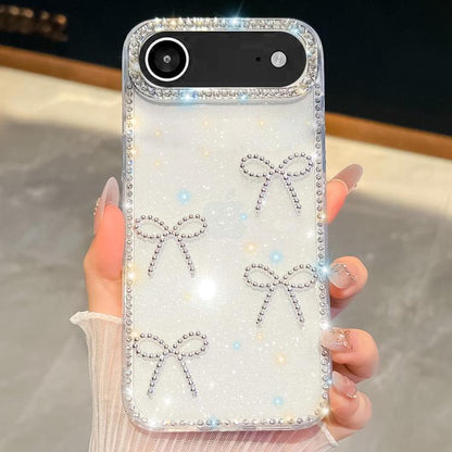 For iPhone Air Diamond Glitter Bow-knot Four-Corner Shockproof Phone Case(Transparent) - iPhone Air Cases by buy2fix | Online Shopping UK | buy2fix