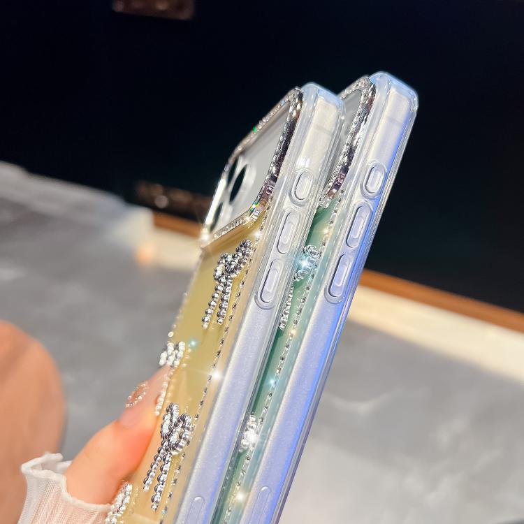 For iPhone Air Diamond Glitter Bow-knot Four-Corner Shockproof Phone Case(Transparent) - iPhone Air Cases by buy2fix | Online Shopping UK | buy2fix