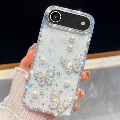 For iPhone Air Diamond Glitter Pearl Butterfly Four-Corner Shockproof Phone Case(Transparent Stars) - iPhone Air Cases by buy2fix | Online Shopping UK | buy2fix