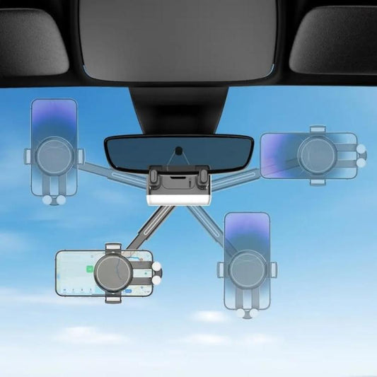 H256 360 Degree Rotation Cellphone Navigation Bracket Car Rearview Mirror Phone Holder - Universal Car Holders by buy2fix | Online Shopping UK | buy2fix