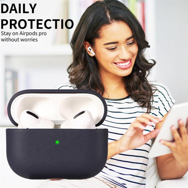 For AirPods Pro 3 Simple Solid Color Soft Leather Texture TPU Earphone Protective Cover with Strap(Black) - For AirPods Pro 3 by buy2fix | Online Shopping UK | buy2fix