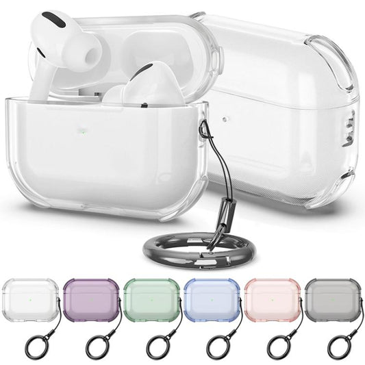 For AirPods Pro Simple Transparent Soft Shell TPU Earphone Protective Cover  with Ring Rope(Transparent) - For AirPods Pro by buy2fix | Online Shopping UK | buy2fix