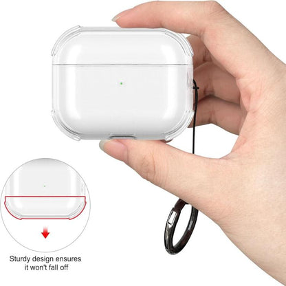 For AirPods Pro Simple Transparent Soft Shell TPU Earphone Protective Cover  with Ring Rope(Transparent) - For AirPods Pro by buy2fix | Online Shopping UK | buy2fix
