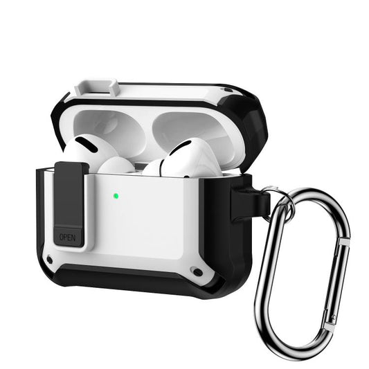 For AirPods Pro 3 Lock TPU Hybrid PC Earphone Protective Cover(White) - For AirPods Pro 3 by buy2fix | Online Shopping UK | buy2fix