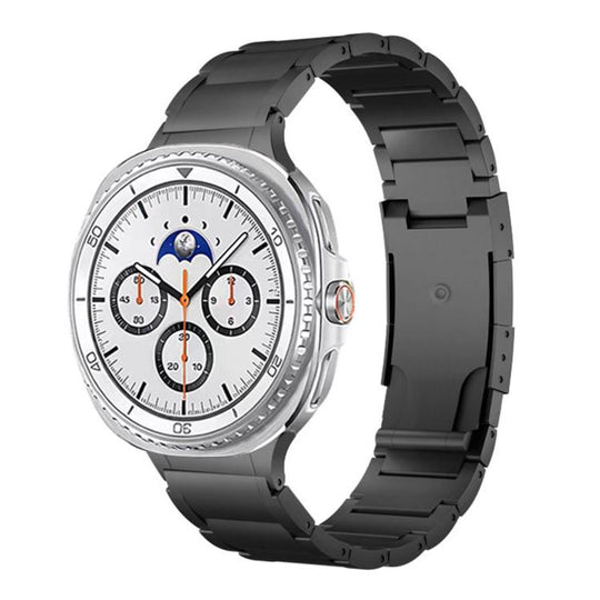 For Galaxy Watch9 / 8 / 8 Classic Integrated Three Beads Tortoise Buckle Metal Watch Band(Black)