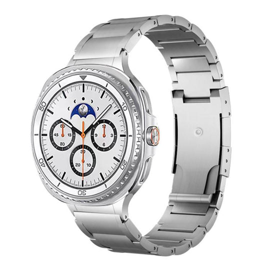 For Galaxy Watch9 / 8 / 8 Classic Integrated Three Beads Tortoise Buckle Metal Watch Band(Silver)