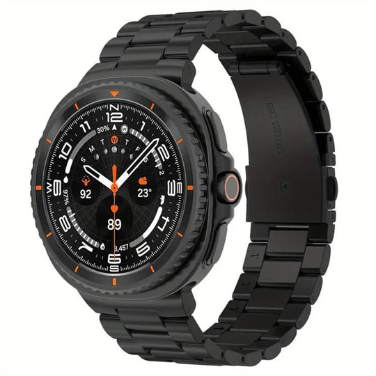 For Galaxy Watch9 / 8 / 8 Classic Integrated Three Beads Metal Titanium Watch Band(Black)