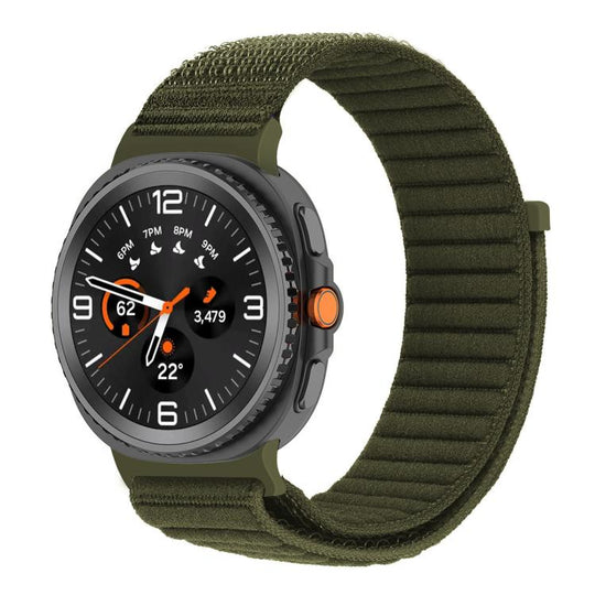 For Galaxy Watch9 / 8 / 8 Classic Same Color Wave Texture Braided Nylon Loop Watch Band(Army Green)